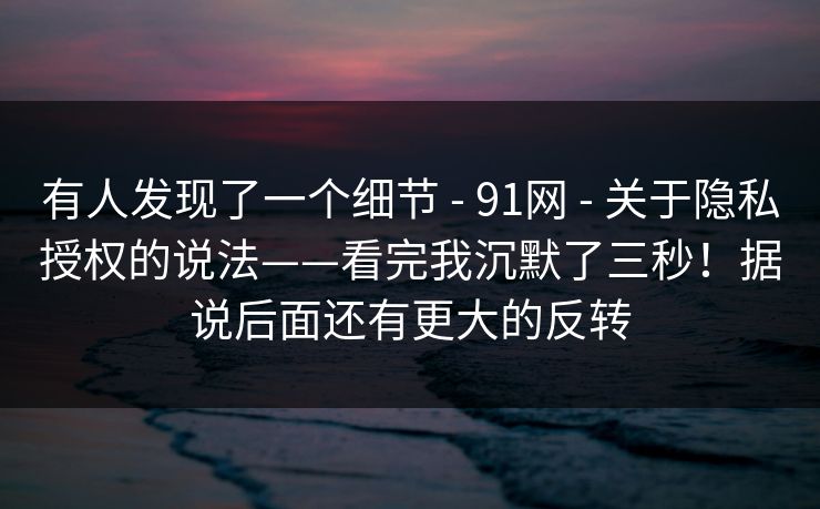 有人发现了一个细节 - 91网 - 关于隐私授权的说法——看完我沉默了三秒！据说后面还有更大的反转