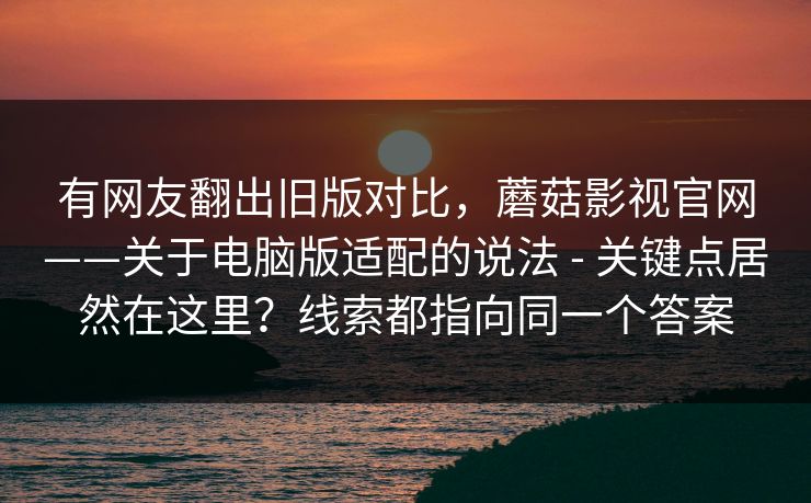 有网友翻出旧版对比，蘑菇影视官网——关于电脑版适配的说法 - 关键点居然在这里？线索都指向同一个答案
