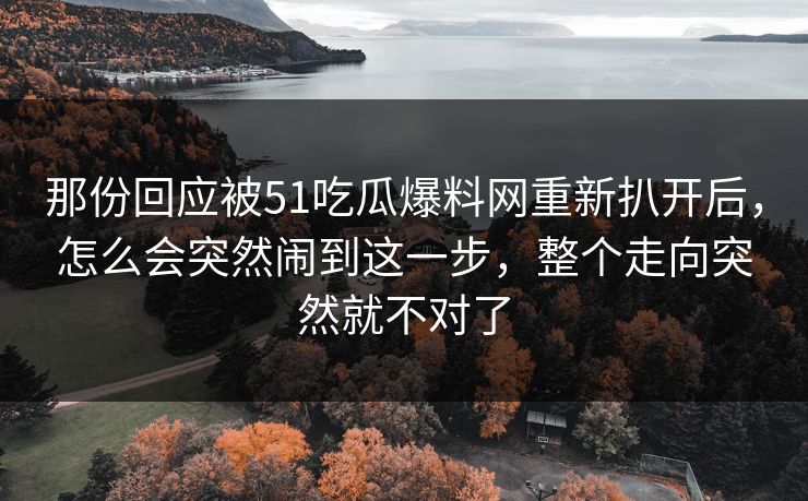 那份回应被51吃瓜爆料网重新扒开后，怎么会突然闹到这一步，整个走向突然就不对了